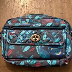 Lug Floral Crossbody Bag in Blue and Teal